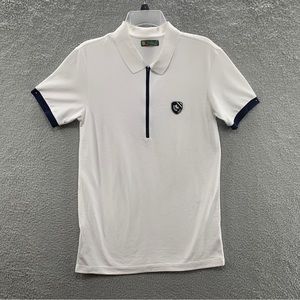 Bench One Fine Day Men’s White Navy Blue Logo Short Sleeve Polo Shirt Tee Size M